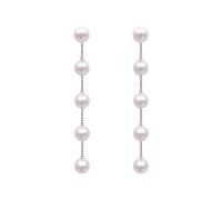 Women's Long Linear Pearl Strand Drop Earrings, Elegant Rose Gold Dangles, Gift for Birthday & Valentine's Day, Party Wear