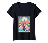 Womens Long Live The Drag-Queen Funny Tarot Card Skeleton LGBT Gay V-Neck T-Shirt