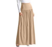 Womens Long Maxi Skirt with Pockets Reg and Plus Size - Made in the USA (Size Small US 2-4, Taupe Ankle-Length)