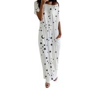 Women's Long Nightdress, Sleep Shirt, Large Size, 3/4 Sleeves, Oversize Night Dress, O-Neck, Soft and Loose Nightwear, Loose Pyjamas, Sleep Shirt, All Seasons, Sleepwear, Casual Loungewear, White, 5XL