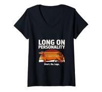 Women's Long On Personality Short On Legs Dachshund V-Neck T-Shirt