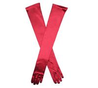Women's Long Opera Satin Gloves - BURGUNDY / ONE