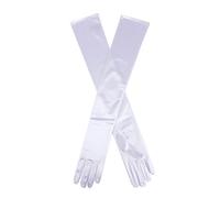 Women's Long Opera Satin Gloves - WHITE / ONE