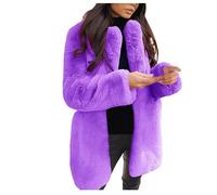 Women's Long Plush Coat, Transition Coat, Faux Fur Jacket, Long Faux Fur Coat, Fluffy Quilted Jacket, Elegant Faux Fur Coat, Long Sleeve Fur Jacket, Warm Thick Winter Coat, purple, XL