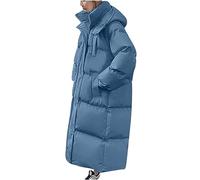 Womens Long Puffer Jacket Quilted Coats Winter Down Coat Maxi Length Padded Jacket Warm Cotton Cover Coat Waterproof Puff Outwear Outdoor Thick Overcoat Fleece Ski Hiking Jackets with Hood Pockets