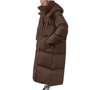 Womens Long Puffer Jacket Winter Down Coat Quilted Coats Knee Length Padded Jacket Warm Cotton Cover Coat Waterproof Puff Outwear Outdoor Thick Overcoat Fleece Ski Hiking Jackets with Hood Pockets