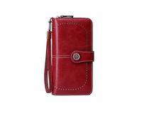 Women's Long Purse Women Wallet RFID Anti-Theft Leather Wallets for Woman Long Zipper Large Ladies Clutch Bag Female Purse Card Holder for Women Use(Red-1)
