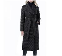 Womens Long Quilted Coat Winter Padded Jackets Maxi Length Puffer Coats Waterproof Warm Down Jacket Outdoor Ski Hiking Outerwear Fleece Thicken Outwear with Belted Pockets