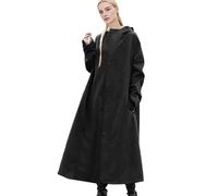 Womens Long Raincoat, Full-Length Waterproof Rain Coat with Hood, Lightweight & Quick Dry, Long Rain Jacket Hooded for Bike Moto Riding Hiking