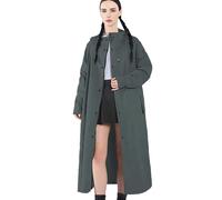 Womens Long Raincoat, Full-Length Waterproof Rain Coat with Hood, Lightweight & Quick Dry, Long Rain Jacket Hooded for Bike Moto Riding Hiking