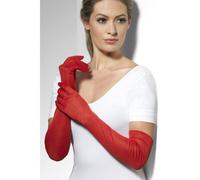 Womens Long Red Gloves 52Cm
