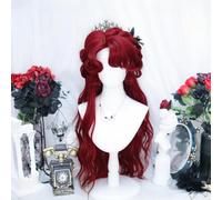 Women's Long Romantic Curls Wigs Oil Painting Character Hairstyle Princess Costume Wig with Curly Bangs Halloween Cosplay Play (Red)