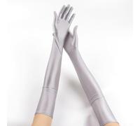 Women's Long Sheer Gloves for Sun Protection, Satin Formal Party Mittens for Outdoor Cycling, Dance, Club Performance and Driving Etiquette, Elegant Solid Color(Gray)