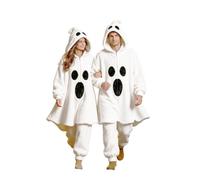 Women's Long Skeleton Pyjamas, Cuddly Suit, Halloween Costume | Halloween Pyjamas Women's Cotton with Hood Two-Piece Pyjamas Fleece Sleepwear for Halloween Carnival Cosplay