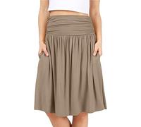 Womens Long Skirts Knee Length Pleated Skirt Midi Skirt Solid Boho High Waist Womens Skirts Loose Fit Summer Gypsy Long Summer Dresses for Women UK Women's Beach Dresses