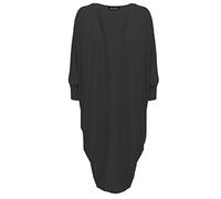 Womens Long Sleeve Batwing Cardigan Ladies Open Boyfriend Long Maxi Kimono Dress#(Black Long Sleeve Batwing Kimono Cardigan#UK 8-10#Womens)