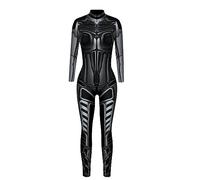 Women's Long Sleeve Bodysuit, Sci-Fi Armour Print, Slim Fit | stretch polyester blend, futuristic armour print, front zip closure, high neck, costume parties and themed events