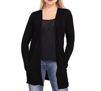 Womens Long Sleeve Boyfriend Cardigan Ladies Open Front with Pockets Casual Basic Top Cardi UK Plus Sizes 8-26
