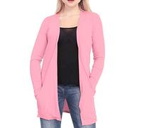Womens Long Sleeve Boyfriend Cardigan Ladies Open Front with Pockets Casual Basic Top Cardi UK Plus Sizes 8-26