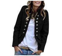 Women's Long Sleeve Casual Blazer Solid Color Work Office Business Button Open Front Cardigans Jacket Suit Black