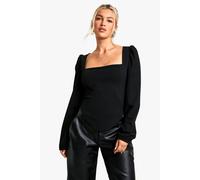 Womens Long Sleeve Corset Top - Black - 8, Black