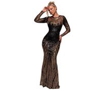 Women's long sleeve dress Goddiva Aztec Sequin Maxi Doré 38