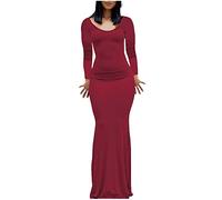 Women's long sleeve dress, sexy V-neck, flare dress, casual, solid colour, chic and elegant, soft, comfortable, slim swing, temperament, party dress