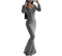 Women's long sleeve dress, sexy V-neck, flare dress, casual, solid colour, chic and elegant, soft, comfortable, slim swing, temperament, party dress