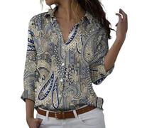 Women's Long Sleeve Dress Shirt Regular Fit Stretch Wrinkle Free Buton Down Work Office Business Shirts Collared V-Neck Lightweight Casual Floral Printed Summer Fall Ladies Blouses