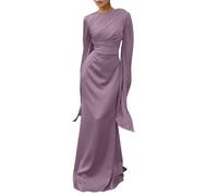 Women's Long Sleeve Evening Dress - Sexy Satin Chic and Elegant High Waist Slim Vintage Long Wallet Dress Versatile Dress Solid Colour Light Temperament for Bride Party Cocktail 2025