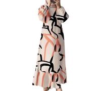 Women's Long Sleeve Flowy Long Dress, Plus Size Women's Vintage Ruffle Hem Loose Fit Casual Chic And Elegant Everyday Classics Breathable Basic Autumn Dress