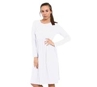 Womens Long Sleeve Frankie Swing Casual Dress for Women Plain Round Neck Mini Dresses Stretch Plus Size Tops White 8-10