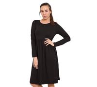 Womens Long Sleeve Frankie Swing Casual Dress for Women Plain Round Neck Mini Dresses Stretch Plus Size Tops Black 8-10