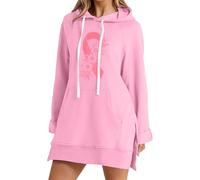 Women's Long Sleeve Hoodie Breast Cancer Awareness Letter Print Casual Casual Prevention Activities, Pink, L