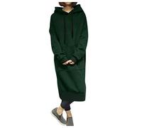Women'S Long Sleeve Hoodie Dress,Womens Casual Loose Hoodie Sweatshirt Dresses Long Sleeve Solid Color Pullover Maxi Dress