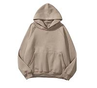 Women's Long Sleeve Hoodie - Large Size Sweatshirt with Pocket Hoodies Solid Colour Autumn and Winter Warm Casual Loose Pullover for Sports Jogging Bodybuilding Daily