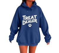 Women's Long Sleeve Hoodie with Letters Print Loose Oversize Sweatshirts Pullover Sweatshirts Top Blouse Hoodie Lined, blue, XXL