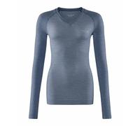 Falke Women's Base Layer Top Wool-Tech Light V-Neck, Long Sleeve, Quick Dry, Blue Capitain S