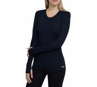 TCA Women's Stamina Long Sleeve Lightweight Running Top with Zip Pocket and Thumbholes - Night Sky, L
