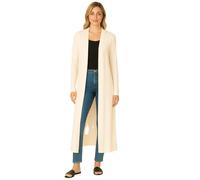 Womens Long Sleeve Maxi Cardigan Open Front Floaty Longline Boyfriend Style with Collared Neck Soft Stretch Jersey Casual Ladies Cover Up Cream 24-26
