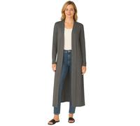 Womens Long Sleeve Maxi Cardigan Open Front Floaty Longline Boyfriend Style with Collared Neck Soft Stretch Jersey Casual Ladies Cover Up Charcoal 24-26