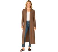 Womens Long Sleeve Maxi Cardigan Open Front Floaty Longline Boyfriend Style with Collared Neck Soft Stretch Jersey Casual Ladies Cover Up Mocha 20-22