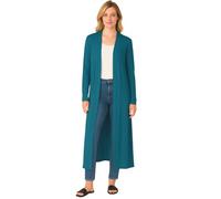 Womens Long Sleeve Maxi Cardigan Open Front Floaty Longline Boyfriend Style with Collared Neck Soft Stretch Jersey Casual Ladies Cover Up Teal 12-14