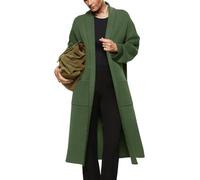 Womens Long Sleeve Maxi Cardigan Open Front Oversized Knitted Sweater Coat Casual Lapel Warm Overcoat with Pockets, Dark Green, L