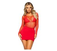 Women's Long Sleeve Mesh T-Shirt Leg Avenue Rouge TU