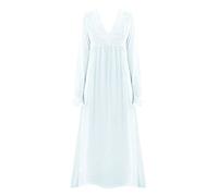Women's Long Sleeve Nightdress Nightgown Vintage Palace Style Lace V-Neck Victorian Pajamas Solid Color Homewear Nightwear Lounge Dress Sleepwear Light Blue S