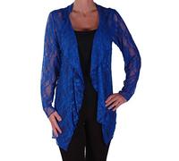 Womens Long Sleeve Open Lace Mesh Floral Plus Size Waterfall Jersey Cardigan