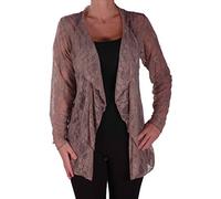 Womens Long Sleeve Open Lace Mesh Floral Plus Size Waterfall Jersey Cardigan
