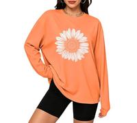 Womens Long Sleeve Oversized T Shirts Loose Crew Neck Graphic Tee Tops | soft stretchy polyester blend, casual loose fit, chic graphic blouse for daily outfits, trendy and stylish y2k