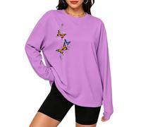 Womens Long Sleeve Oversized T Shirts Loose Crew Neck Graphic Tee Tops | soft stretchy polyester blend, casual loose fit, chic graphic blouse for daily outfits, trendy and stylish y2k